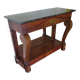 Empire/Restoration style console table with scrolled ends, mirrored back, and claw feet.