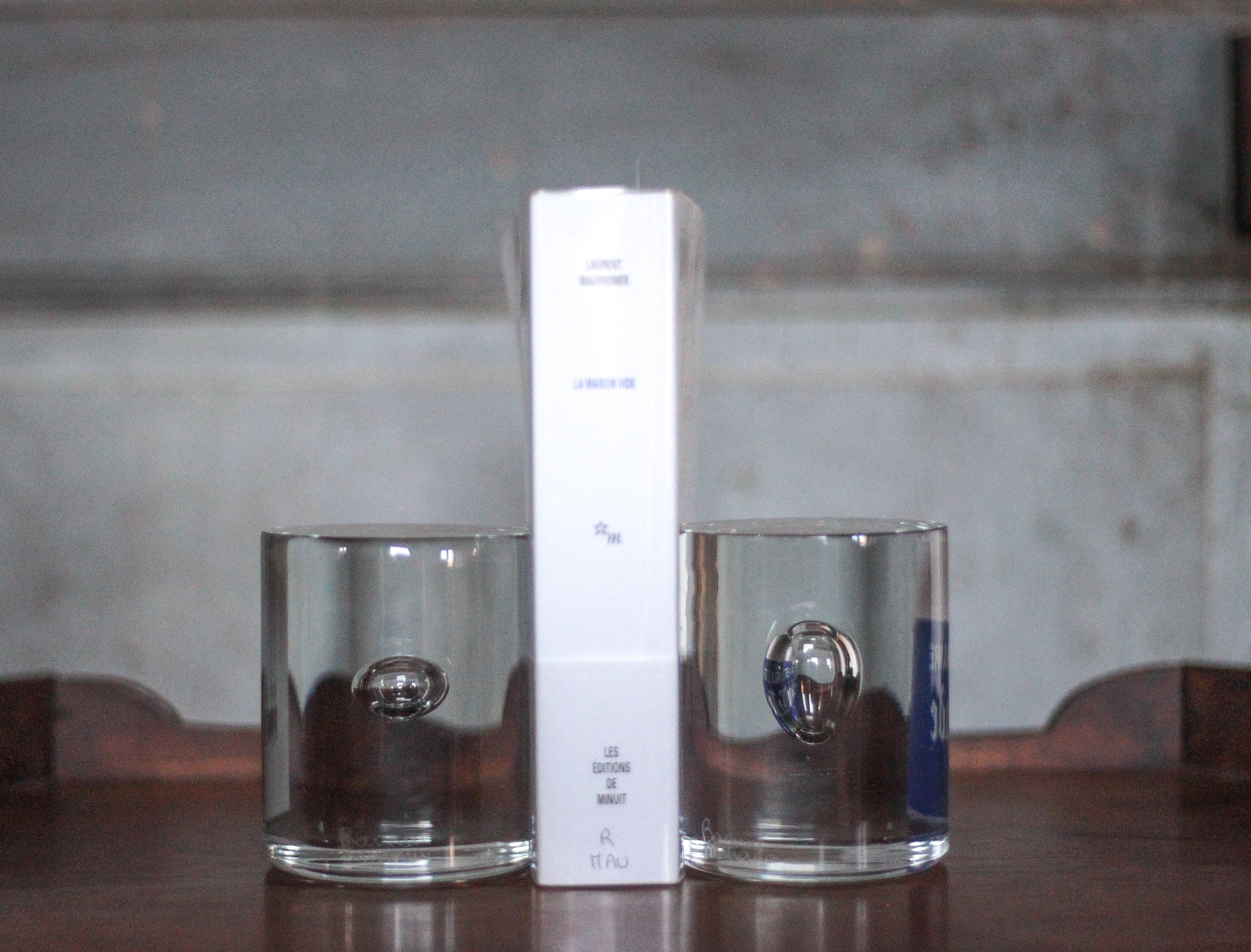 Pair of Murano glass bookends by designer Barbini, modernist bookend.