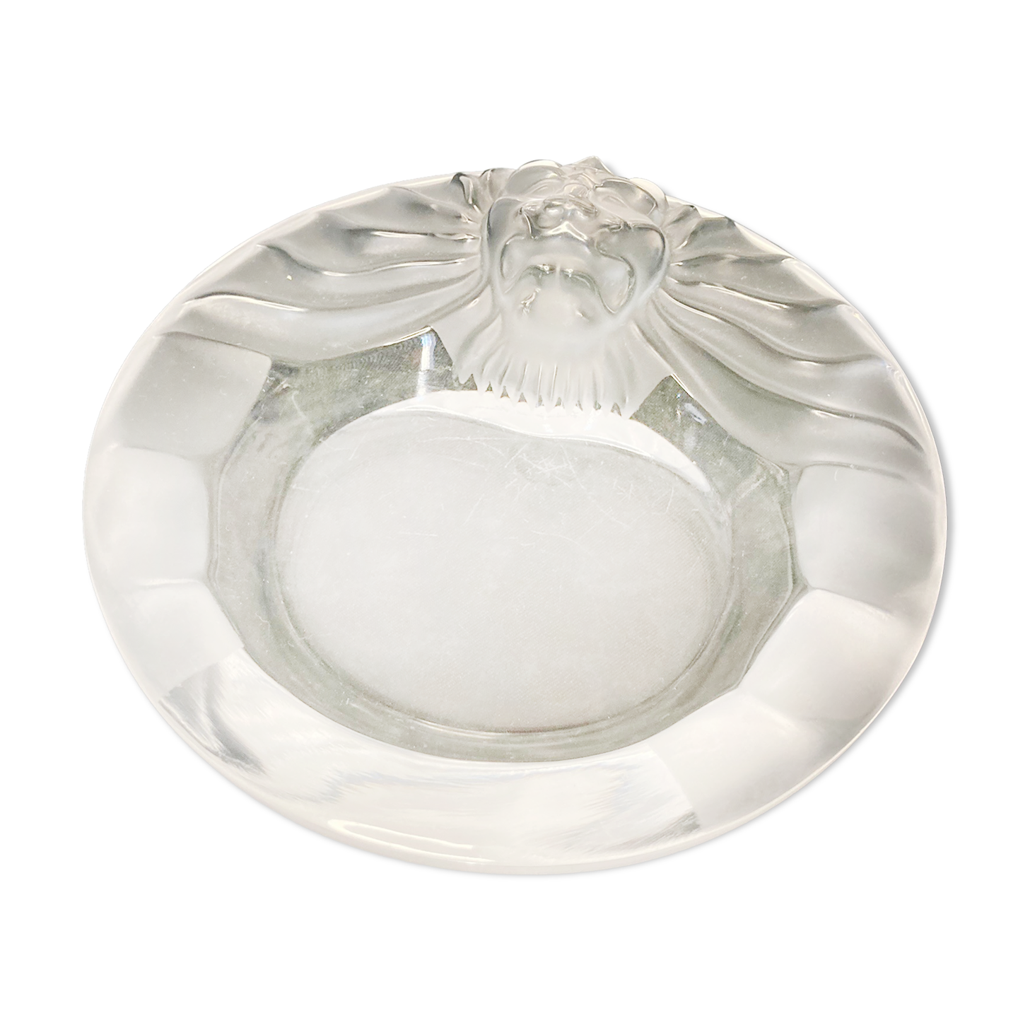 LALIQUE, ashtray with crystal lion's head XXth