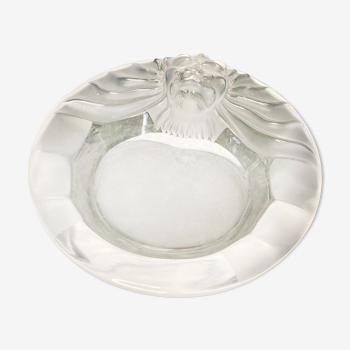 LALIQUE, ashtray with crystal lion's head XXth