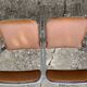 4 folding chairs chromed metal and Skaï fawn 1970