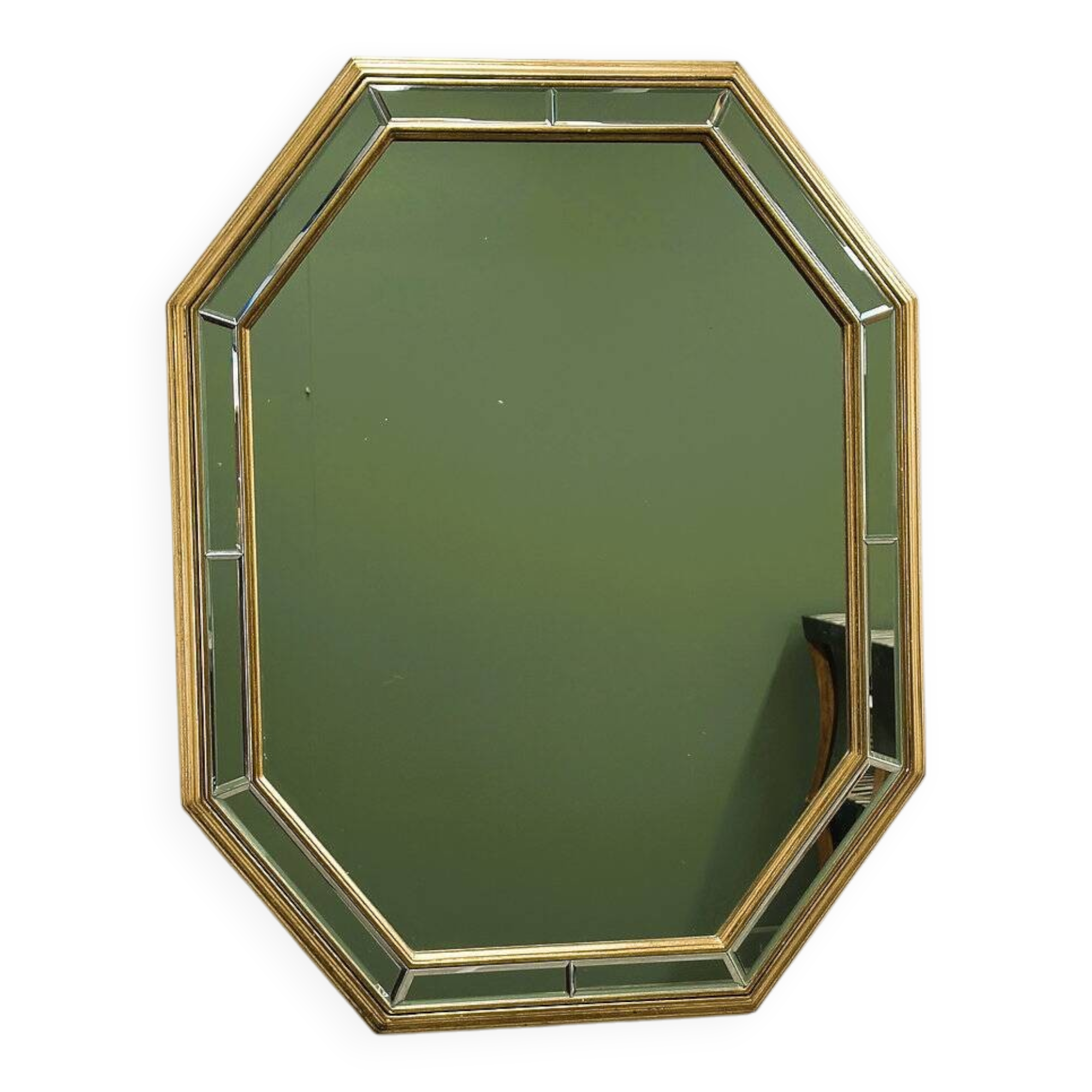 Large octagonal bevelled mirror by De Knudt, Belgium, 1980s