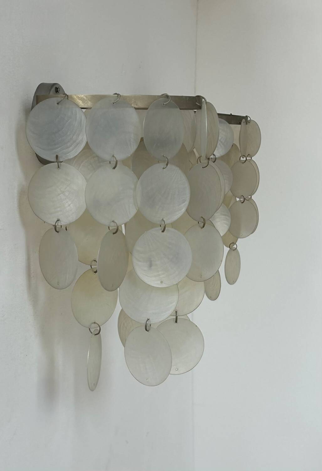 Pair of vintage mother-of-pearl and metal wall lights, France 1950s