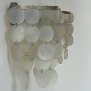 Pair of vintage mother-of-pearl and metal wall lights, France 1950s