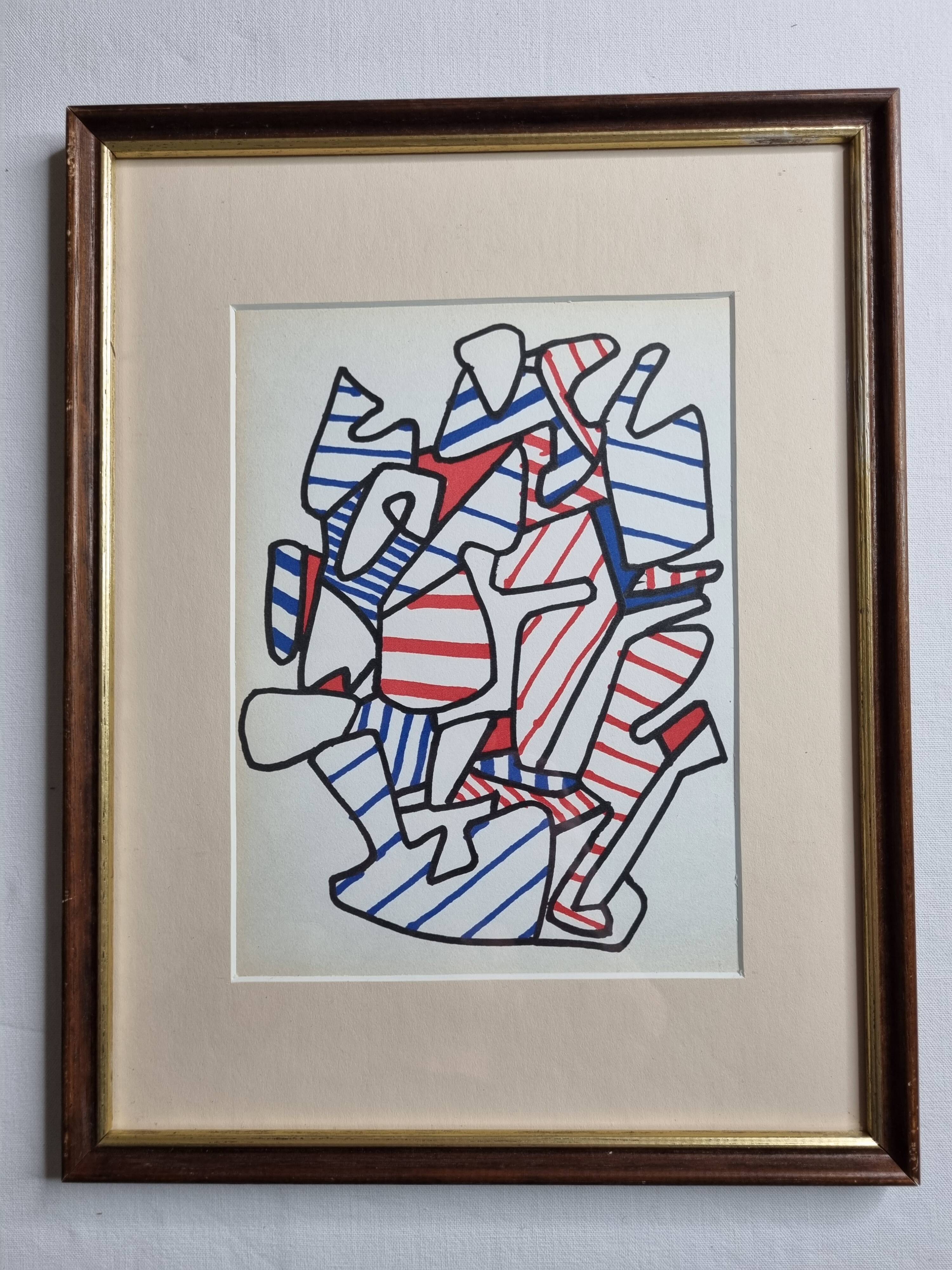 Screenprint after Jean Dubuffet framed under glass 25 cm by 33 cm