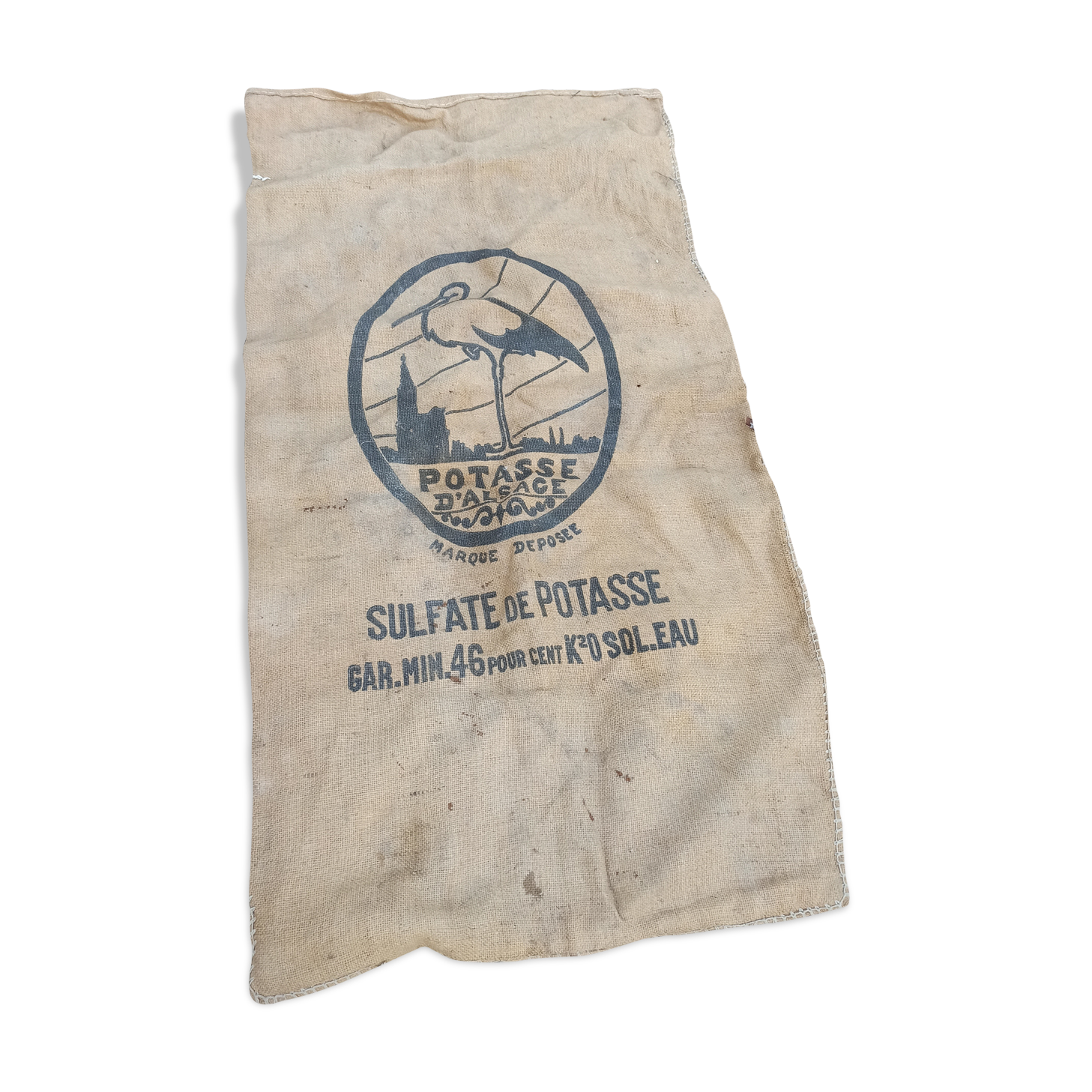 Old potash jute canvas bag from alsace