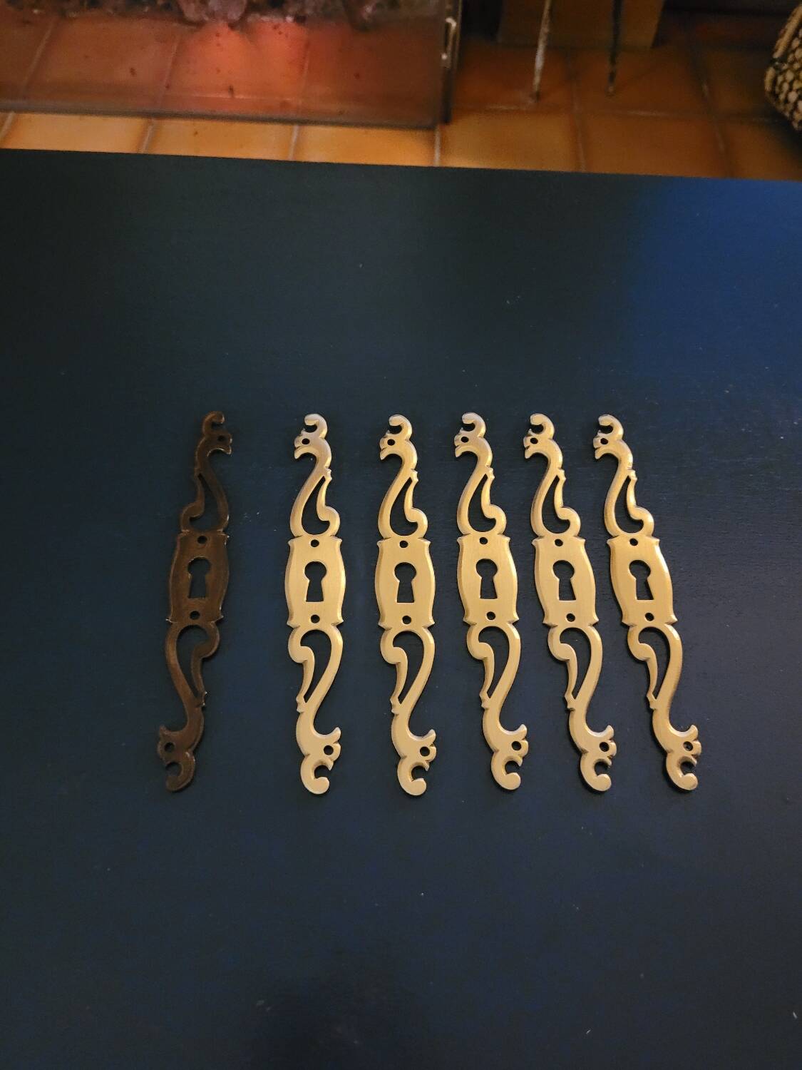 Patinated brass key entries