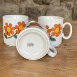 3 italian retro floral mugs