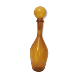 Carafe bubbled glass amber color signed Biot, vintage