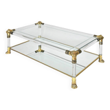 Plexiglass coffee table in Hollywood Regency style