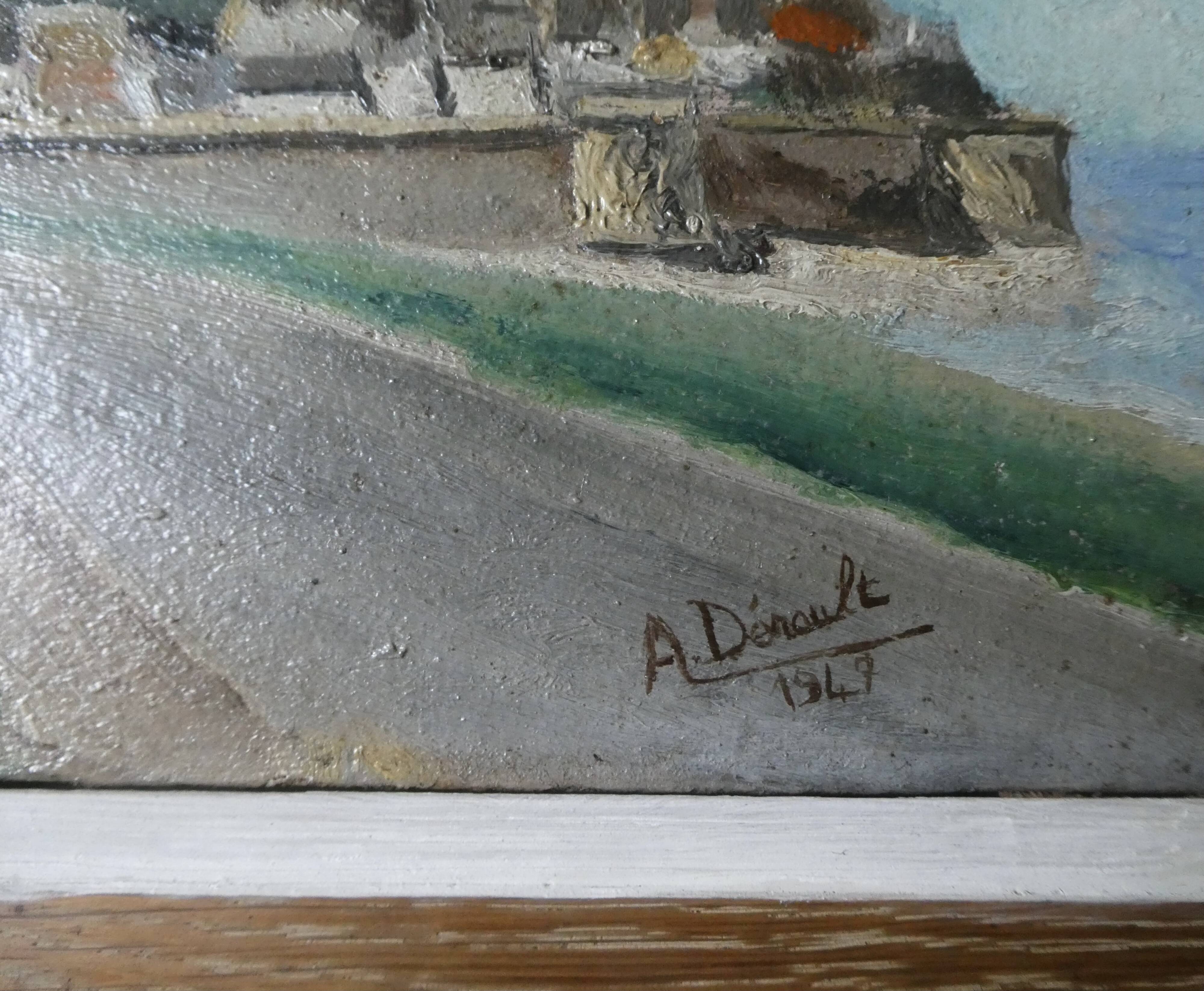 Oil painting on cardboard, Mont Saint Michel 1940s