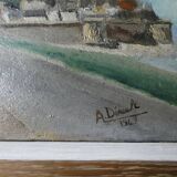 Oil painting on cardboard, Mont Saint Michel 1940s