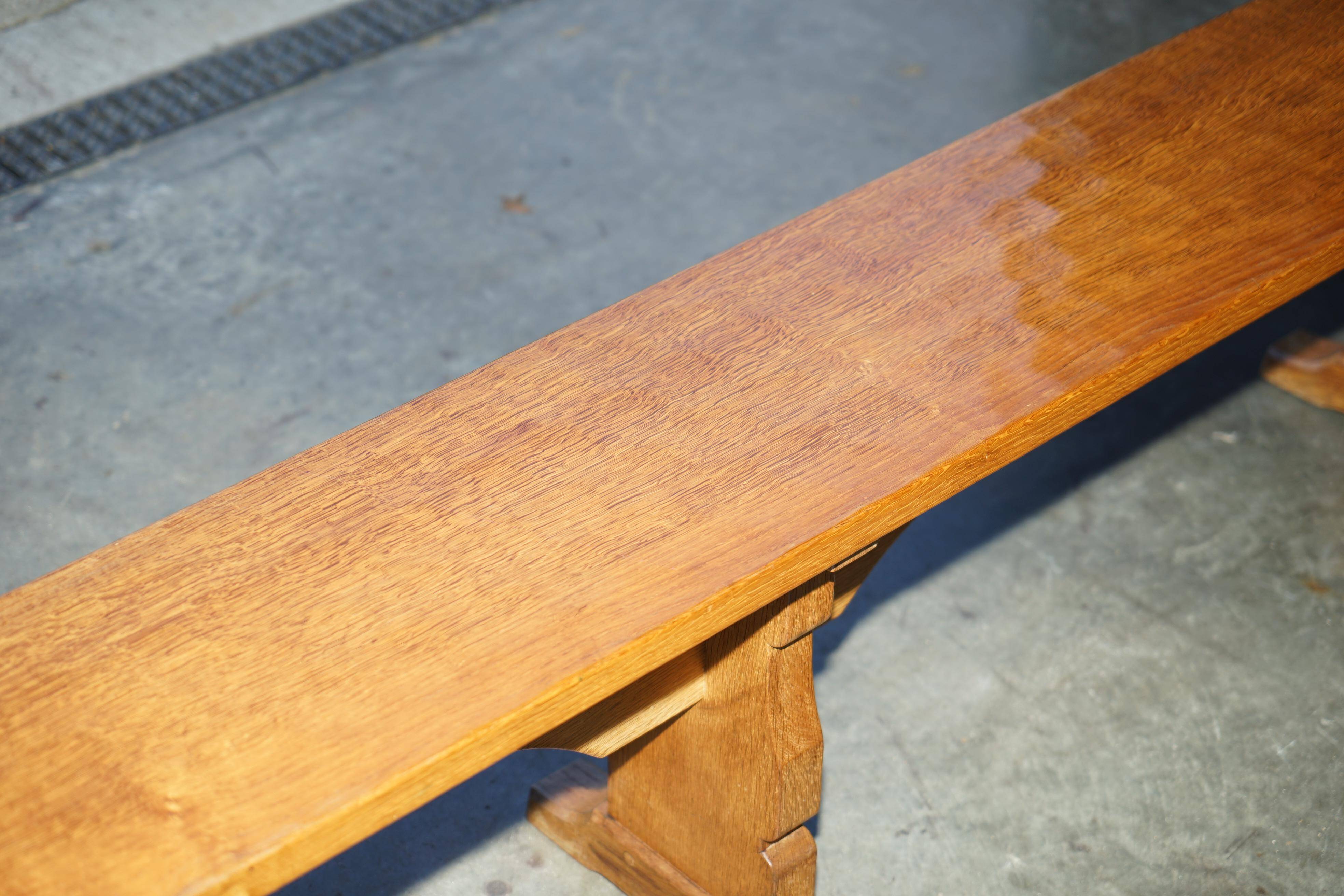 Pair of vintage dining room benches by Robert Mouseman Thompson