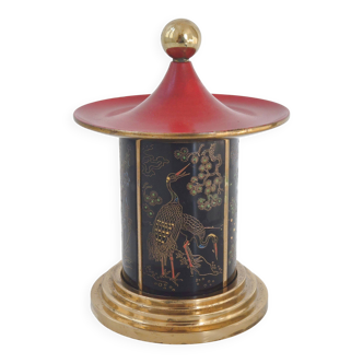 VINTAGE 1950 CIGARETTE DISPENSER PAGODA METAL & BRASS CIGARETTE HOLDER