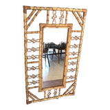 Miroir en rotin bambou design 1960 chinoiserie
