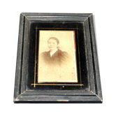 Old frame in black wood and painted glass fixed under glass 1900 - old sepia photograph