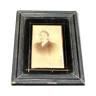 Old frame in black wood and painted glass fixed under glass 1900 - old sepia photograph