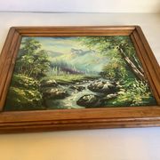 Tableau paysage de montagne et torrent