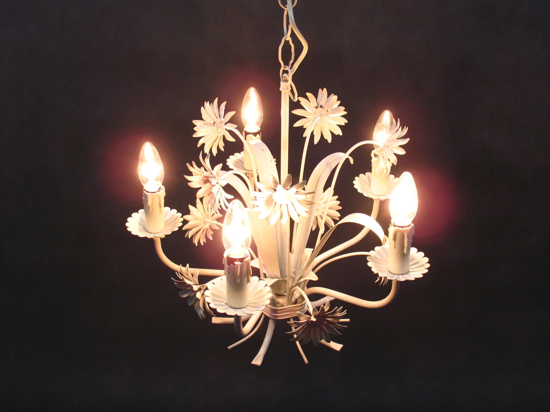 Lustre floral Hollywood Regency, années 1970
