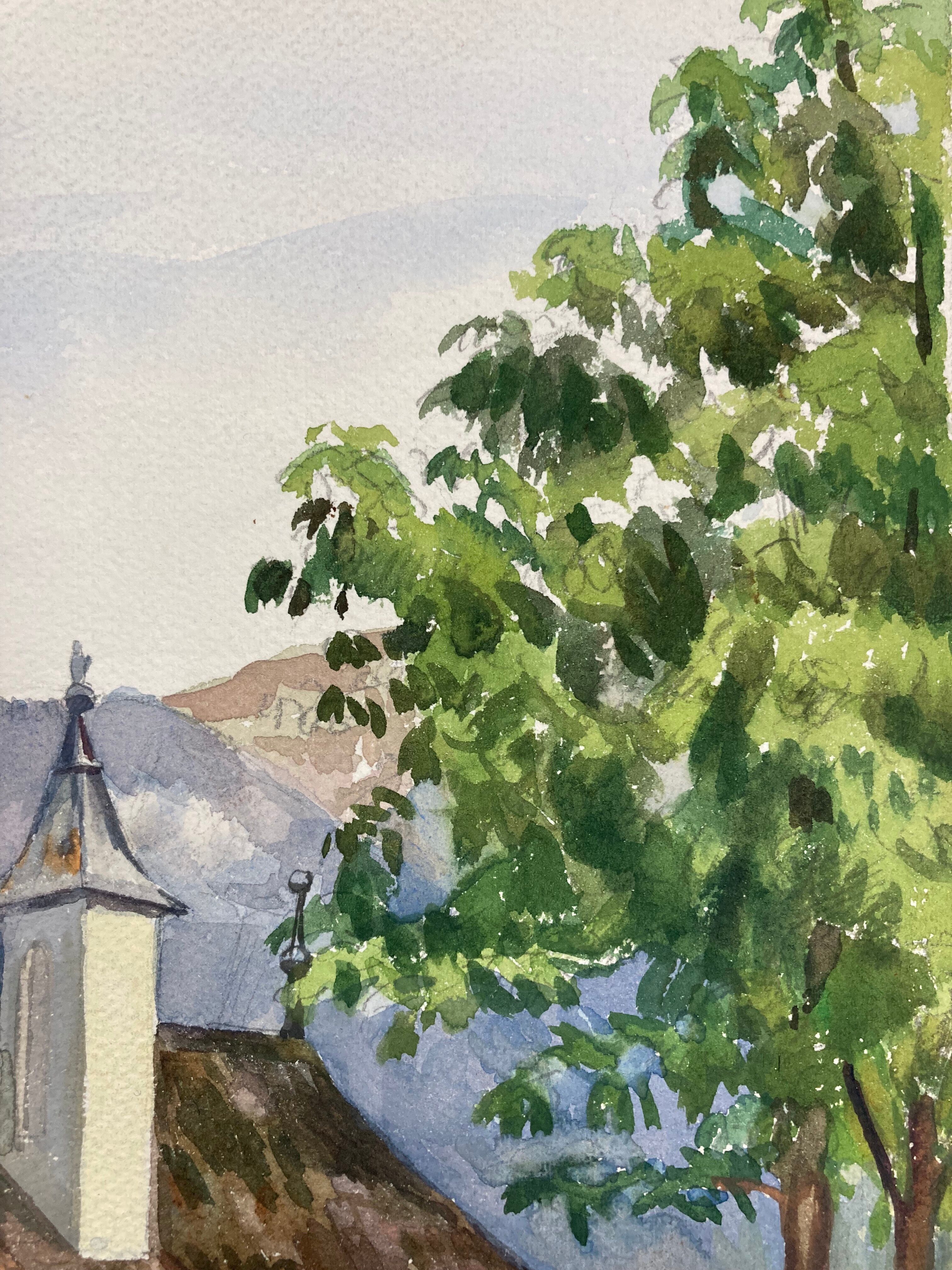 Vintage mountain watercolor