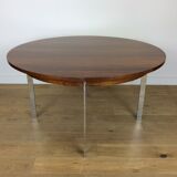 Table à manger en palissandre et chrome du milieu du siècle par merrow associates