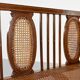 Vintage caned basket bench, 1950s