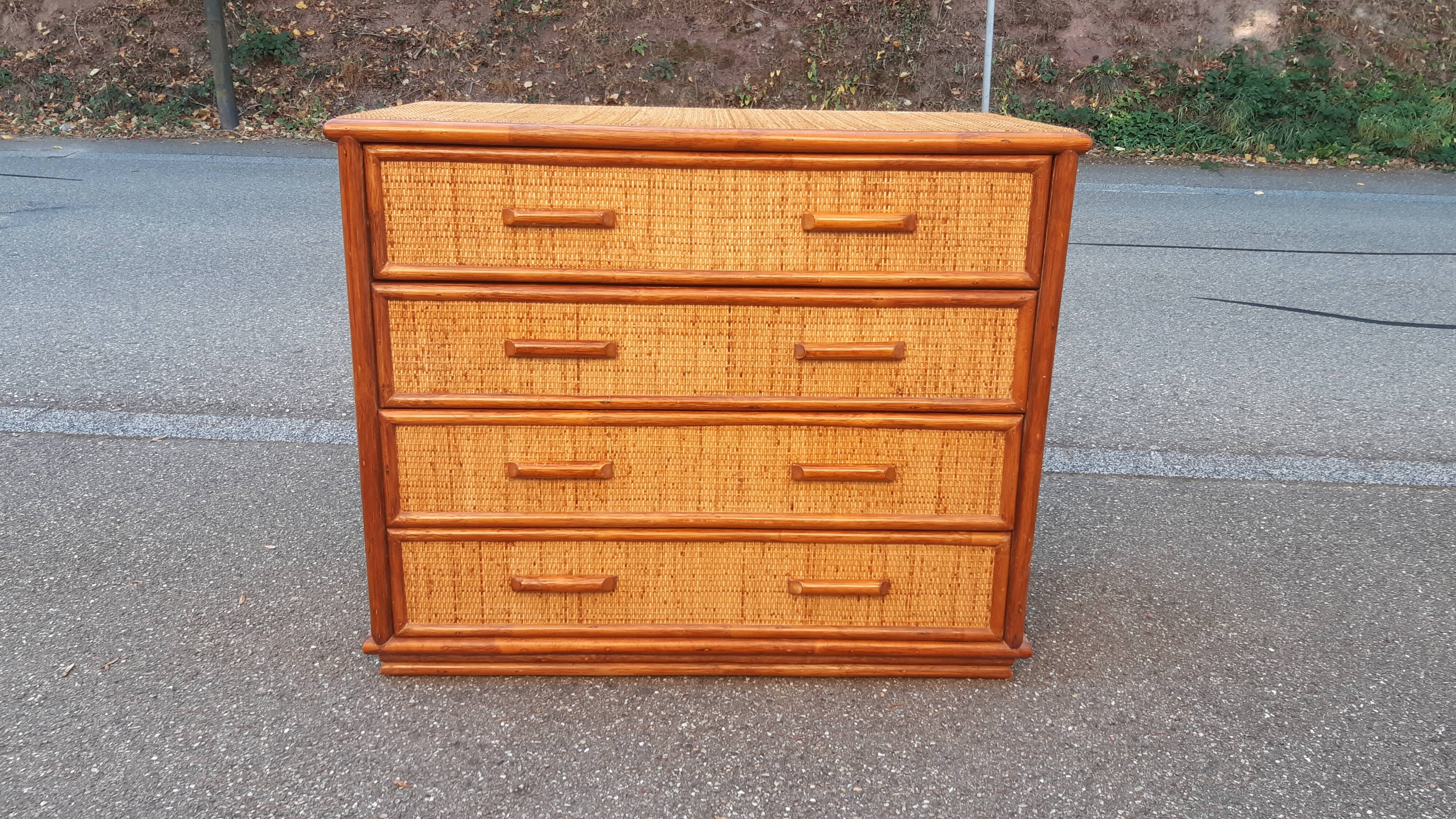 Commode osier et bambou