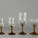 Set of 41 antique glasses with amber stems - water, wine, liqueur, champagne cups.