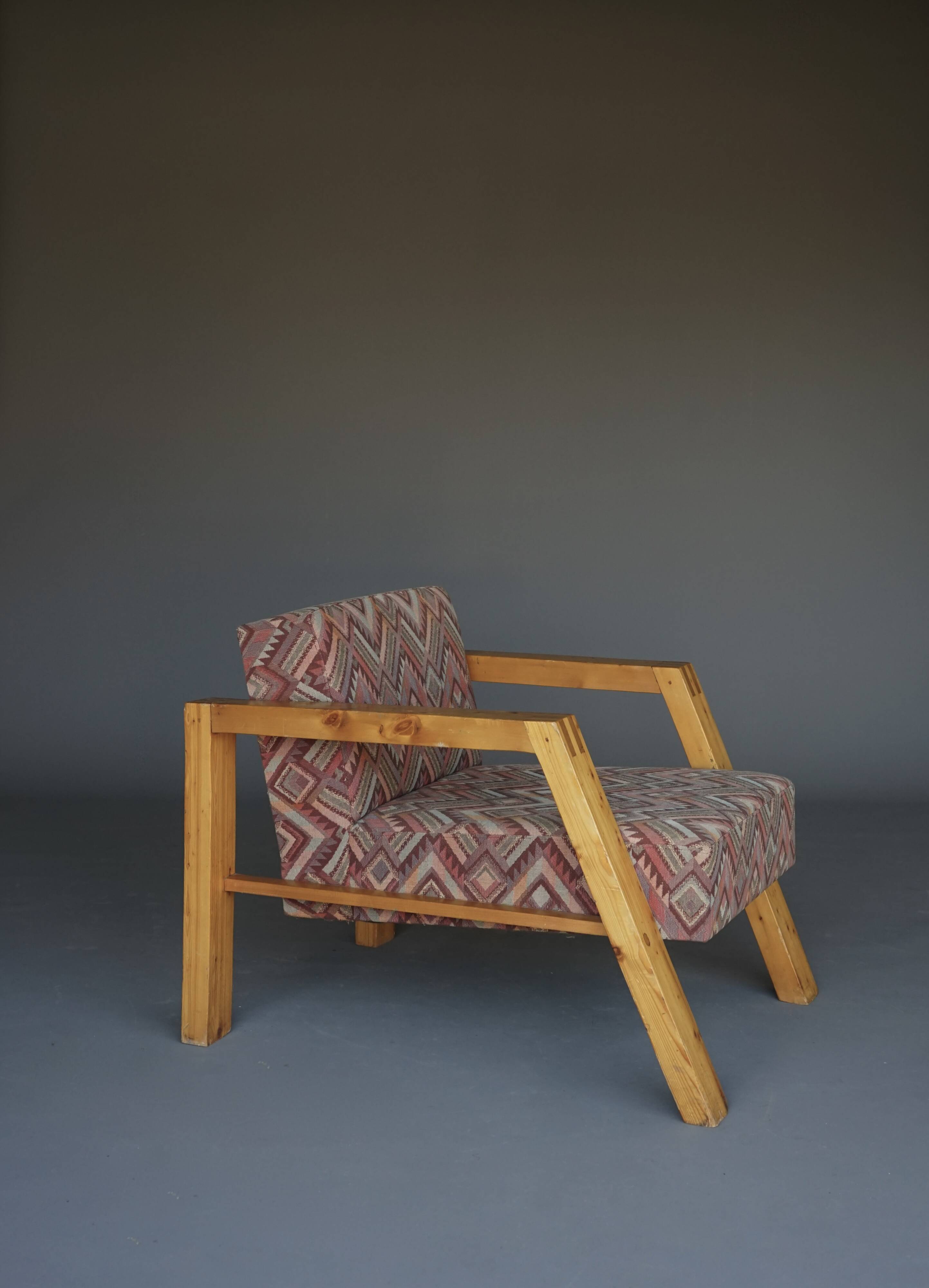 Dutch design pine Armchair, 1970s