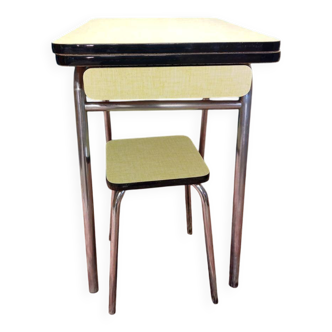 Yellow formica table + stool
