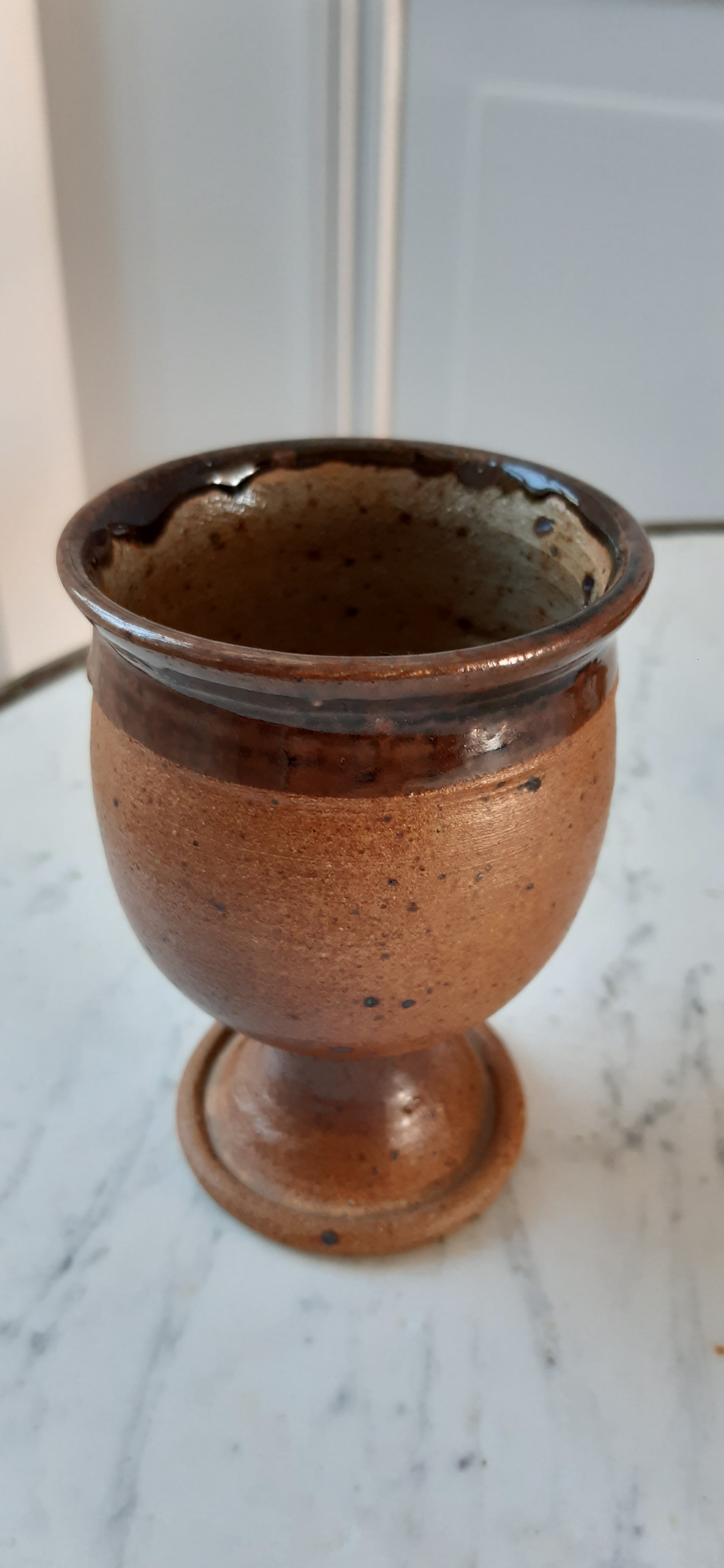 Trio of cups / mazagrans in artisanal pottery sandstone signed 70s