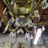 Lustre pampilles et laiton 9 ampoules