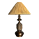 Brutalist wood turned and cast iron large table lamp, 1960s