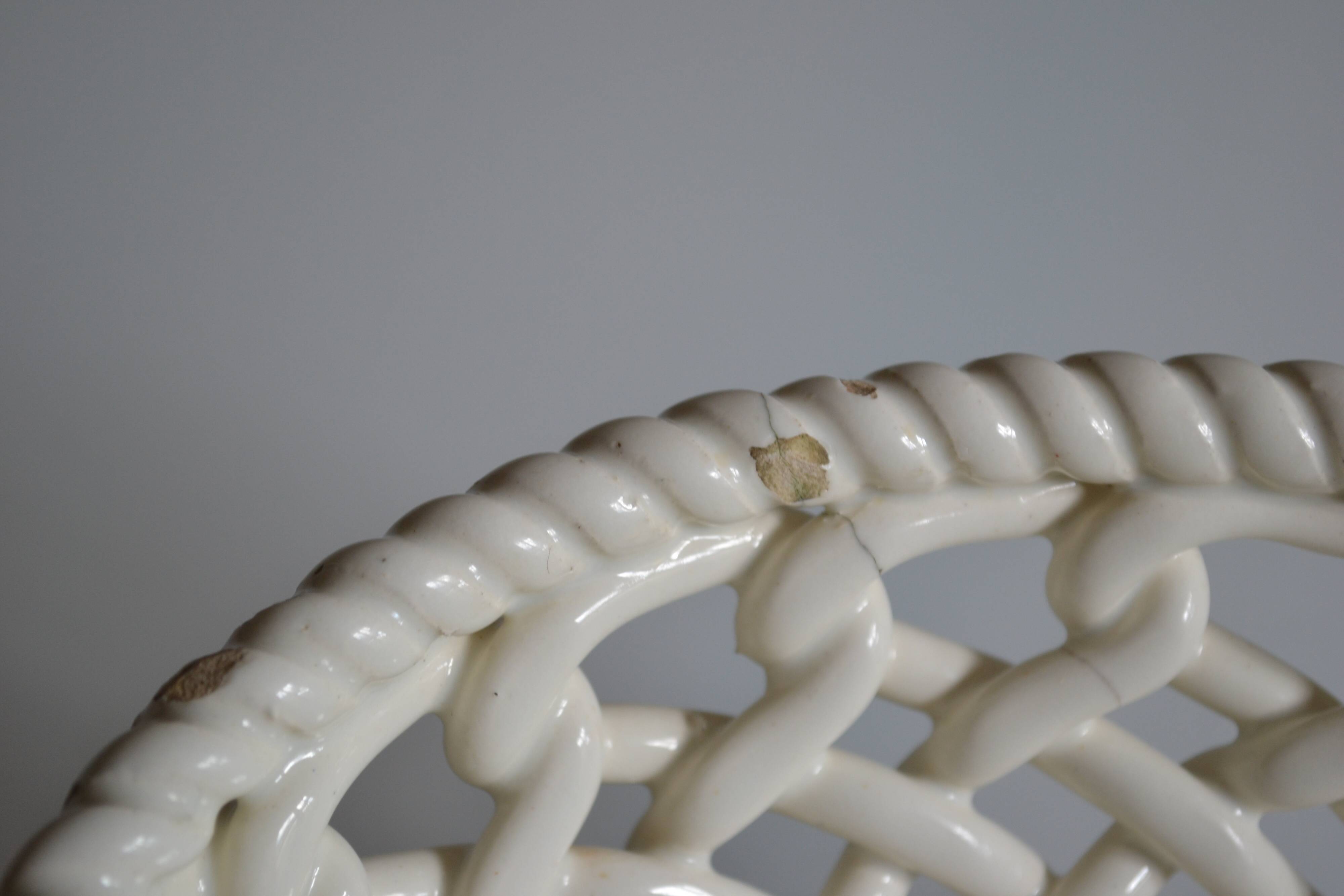 Woven ceramic oval fruit bowl or dish