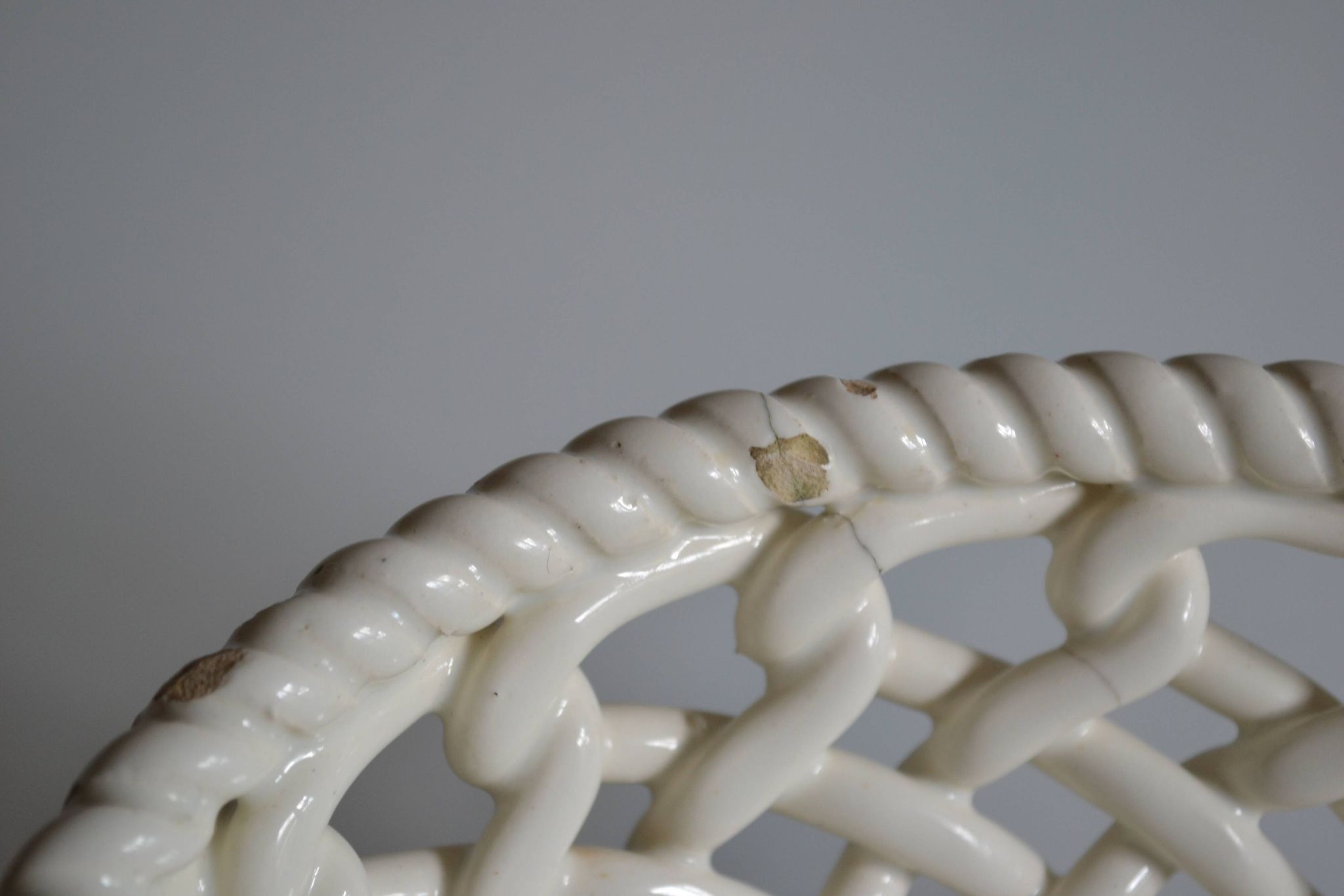 Woven ceramic oval fruit bowl or dish