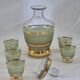 Vintage liqueur service in frosted celadon and gold glass – 1950s