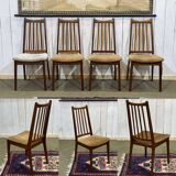 Suite de 4 chaises en teck des années 70