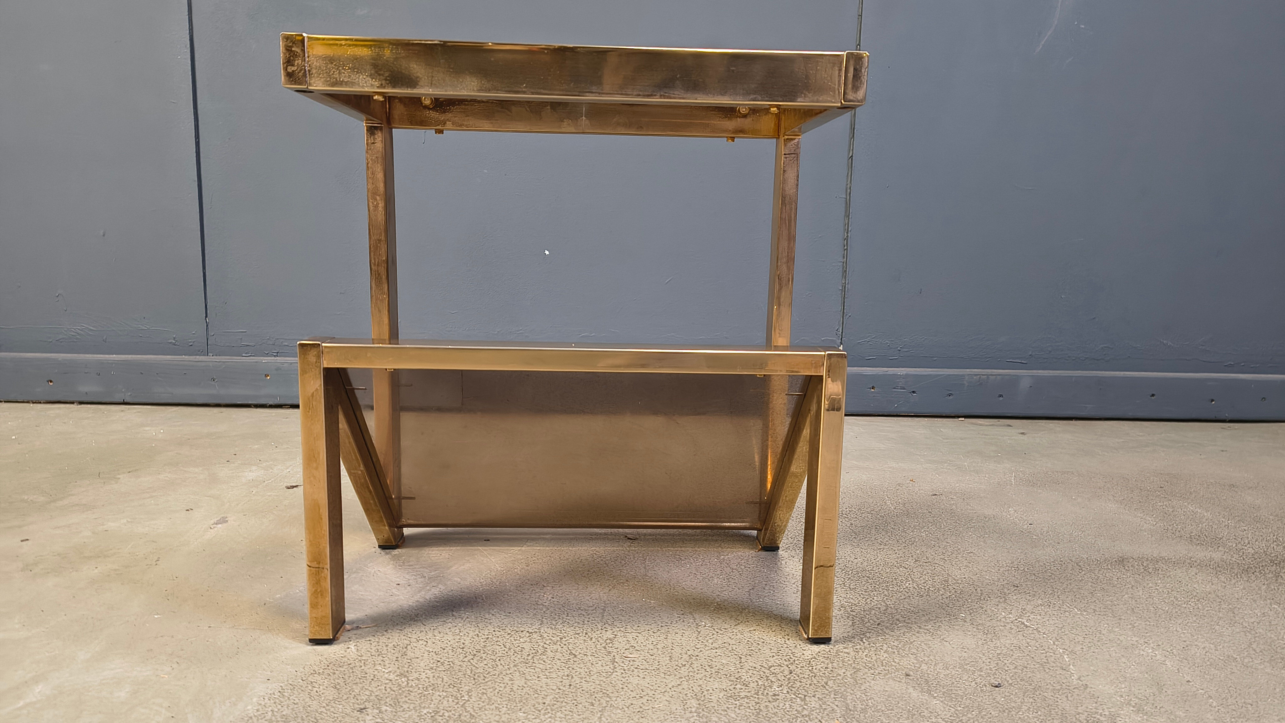Brass magazine rack by Belgochrom, 1970s