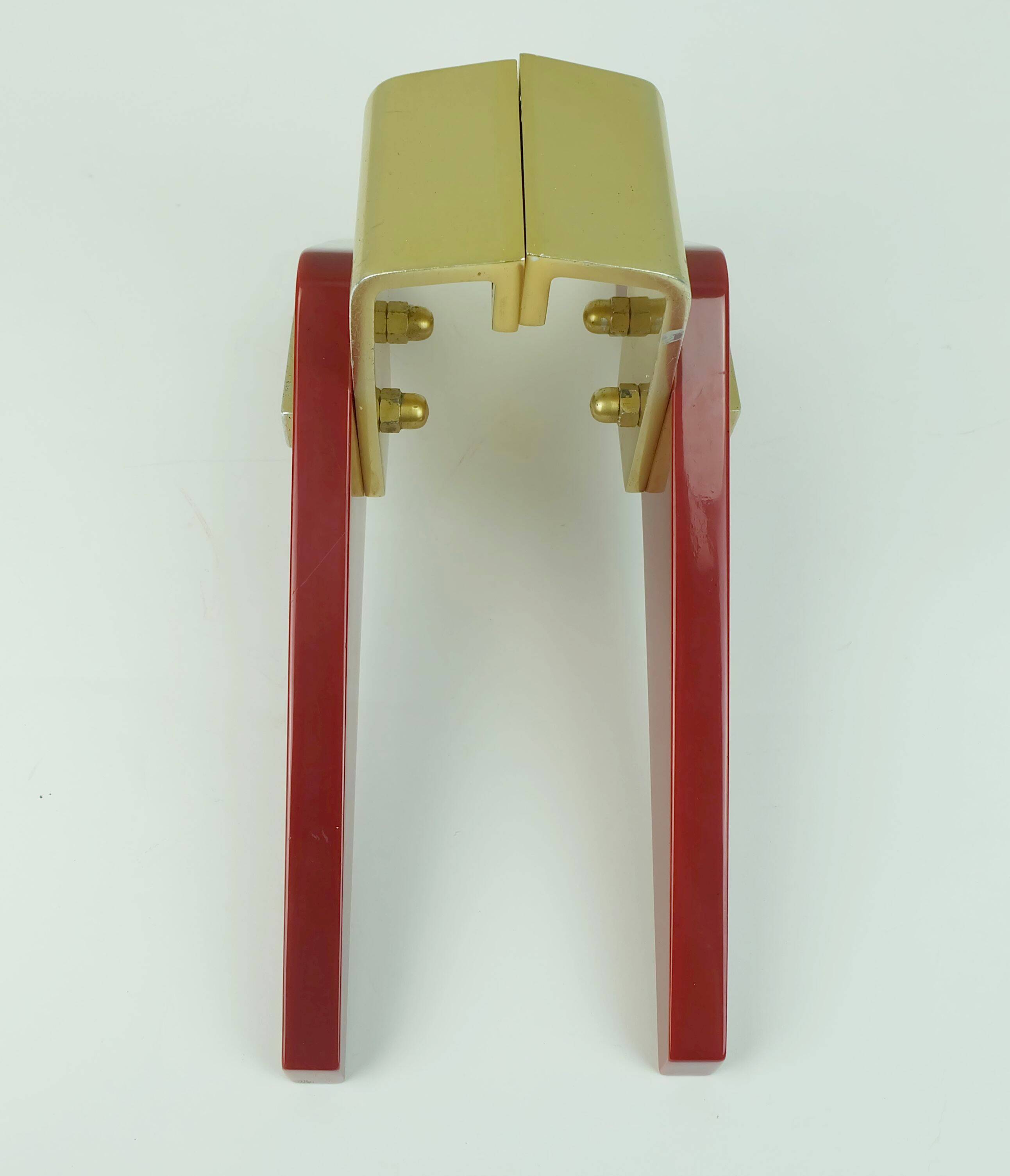 1950s streamline DOOR HANDLES push handles red bakelite and aluminum