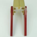 1950s streamline DOOR HANDLES push handles red bakelite and aluminum