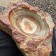 Vintage brutalist ashtray / catch-all in veined onyx and quartz – 1970s