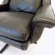 ESA model 802 pair of black leather lounge chairs by Werner Langenfeld