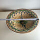 Glazed ceramic dish with green and blue floral decoration – vintage southern earthenware – handmade
