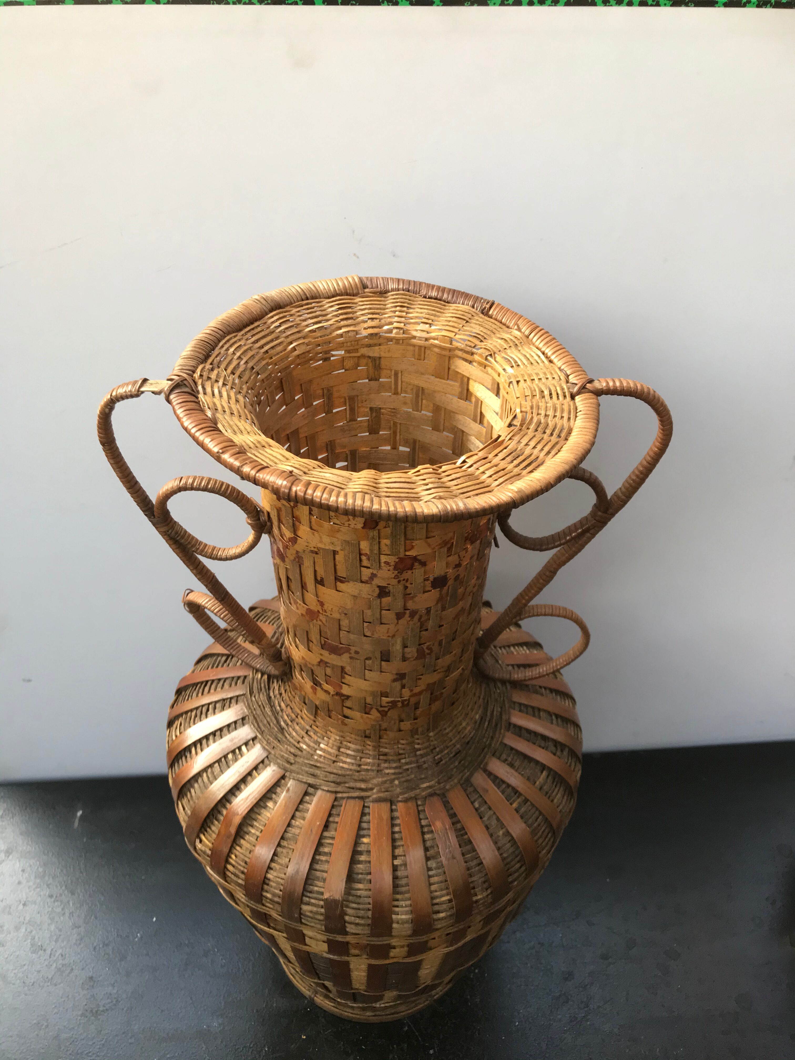 Former rotin vase braided grand vintage deco model