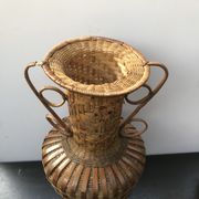 Vase rotin tressé grand modèle déco vintage