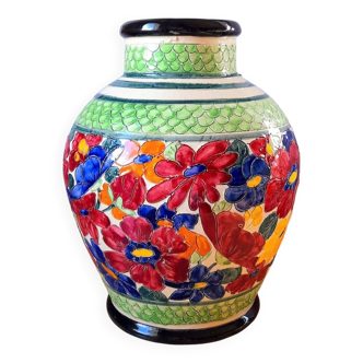 Grand vase fleuri Vallauris années 60
