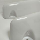 Two wall shelves ceramic glazed white vintage