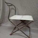 Old garden chair low folding metal fabrics 1900