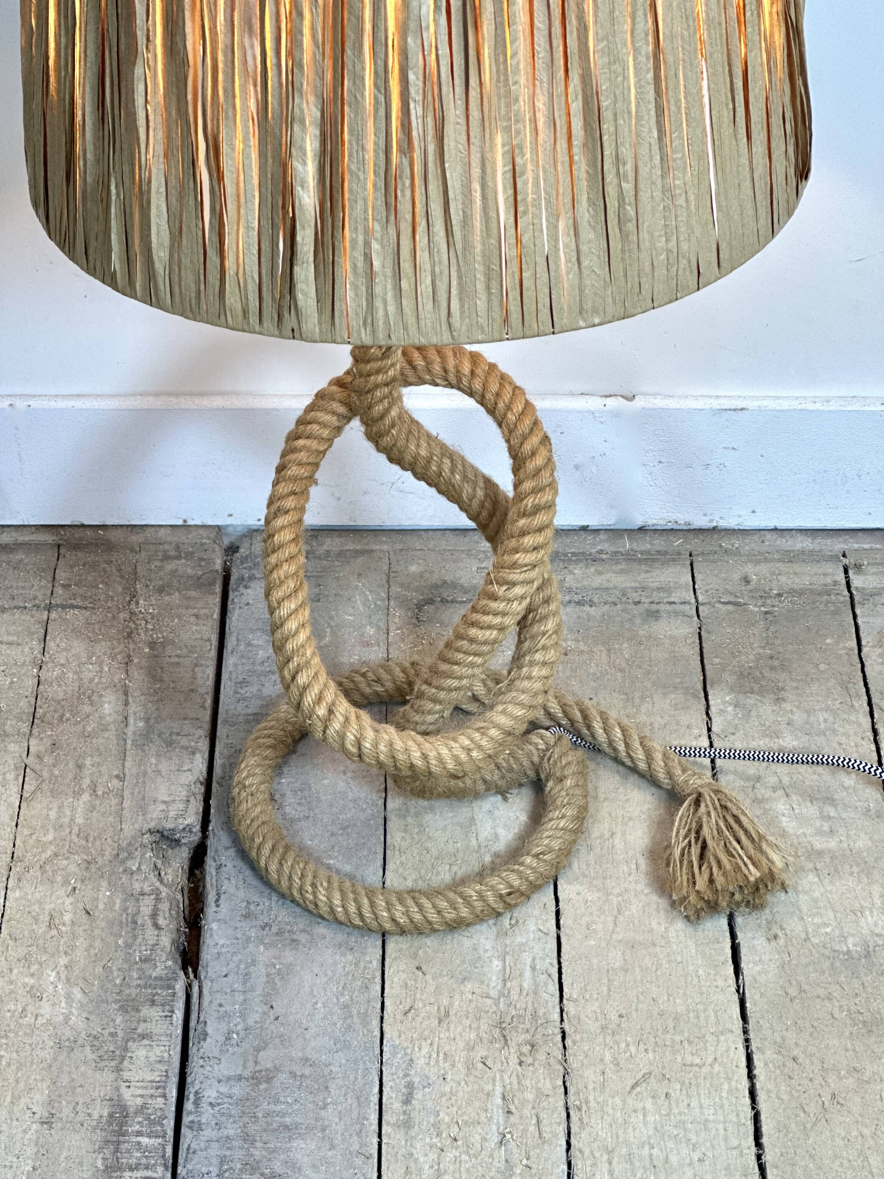 Audoux Minet lamp in rope and raffia 1950s