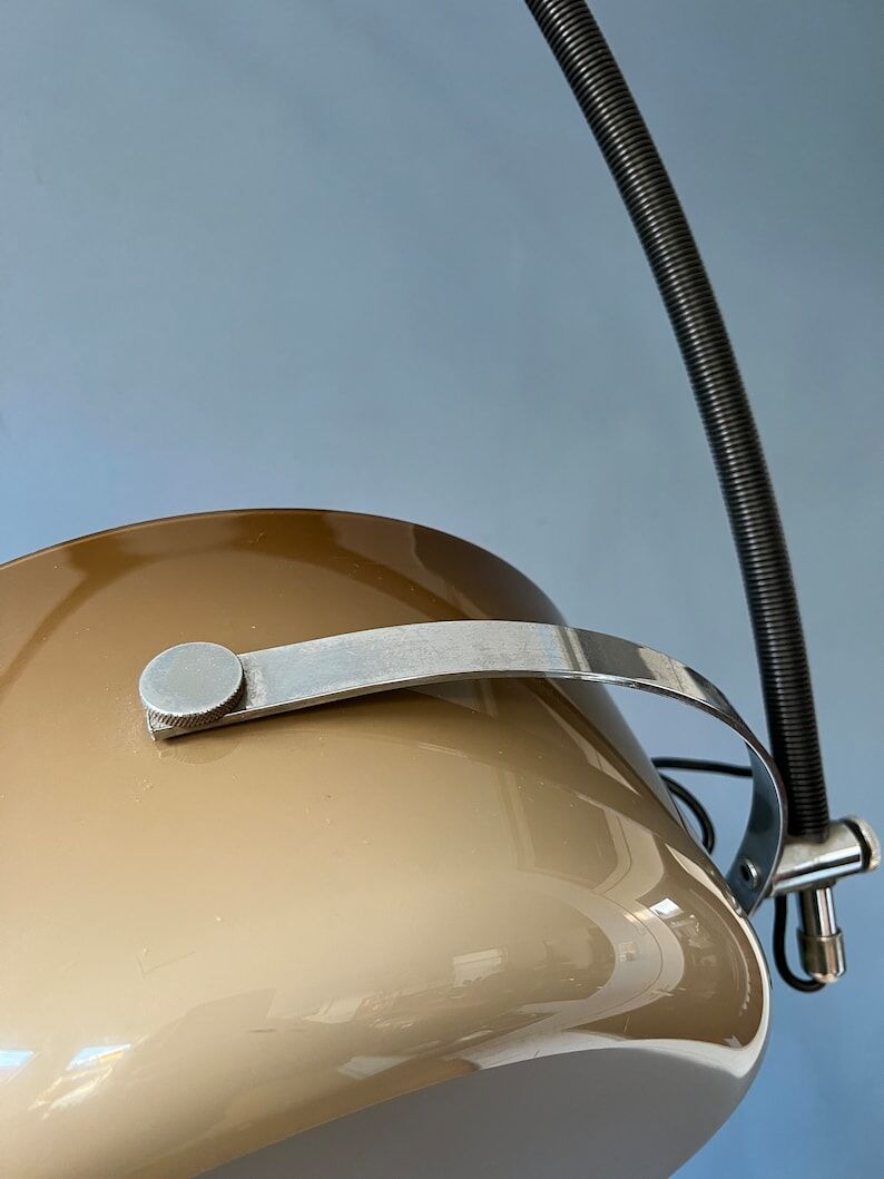 GEPO arch floor lamp with beige 'Bucket' lampshade